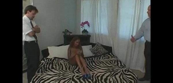  Men fuck womans feet while Lil Asss blows another man on the bed